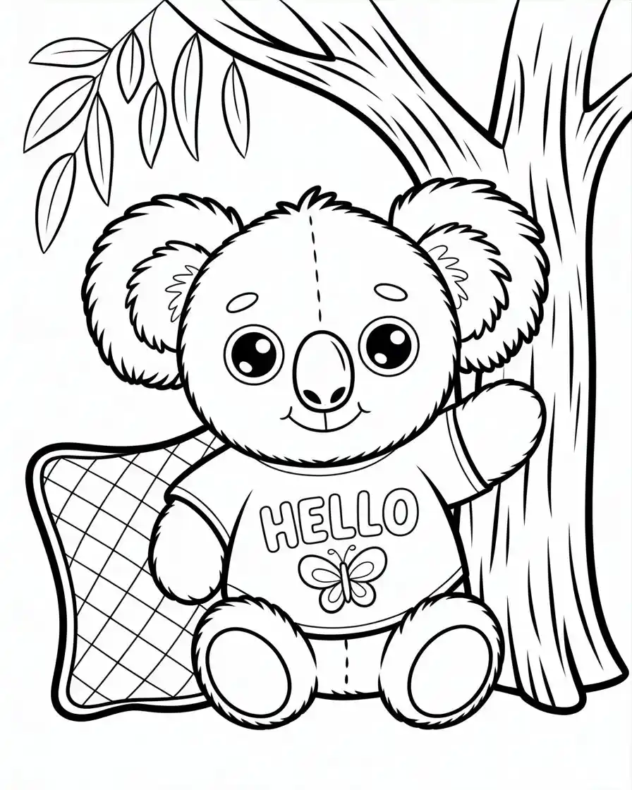 cute koala teddy bear with hello shirt