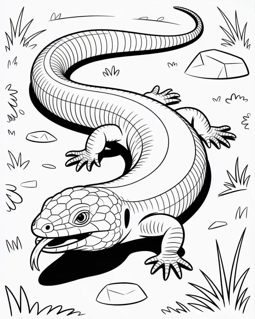 cute simple lizard coloring page 1