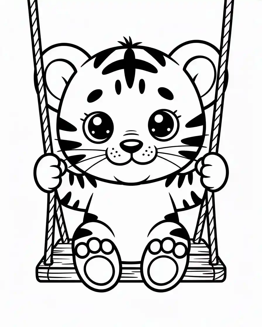 cute tiger cubon swing