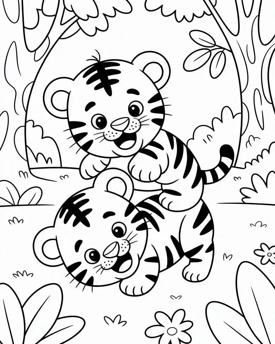 cute tiger cubs coloring page