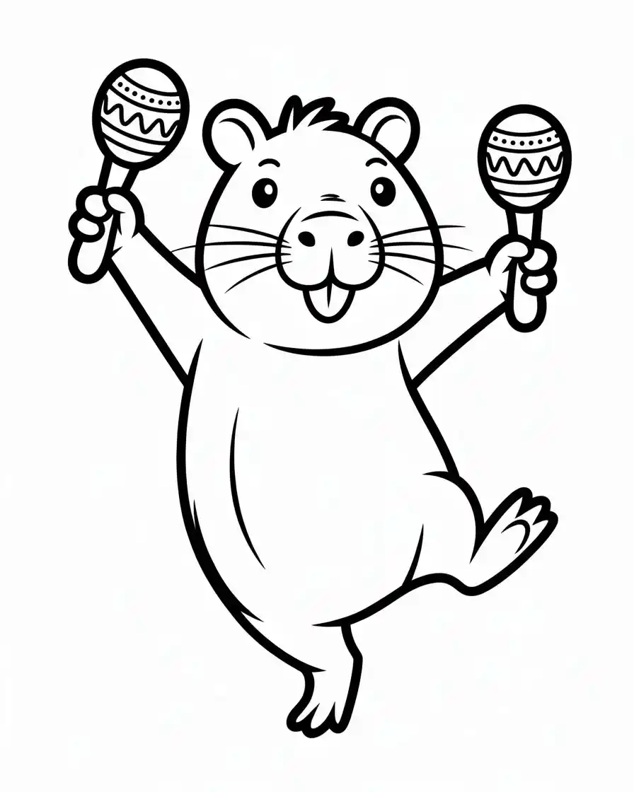dancing capybara coloring page