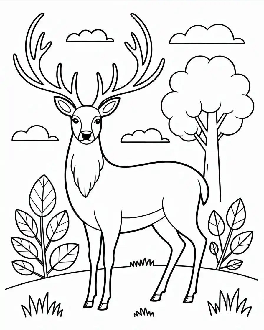 deer nature coloring page