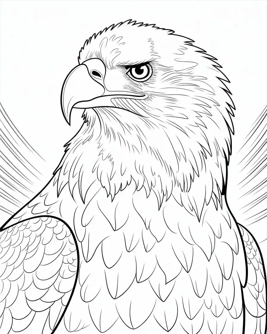 detailed bald eagle portrait coloring page