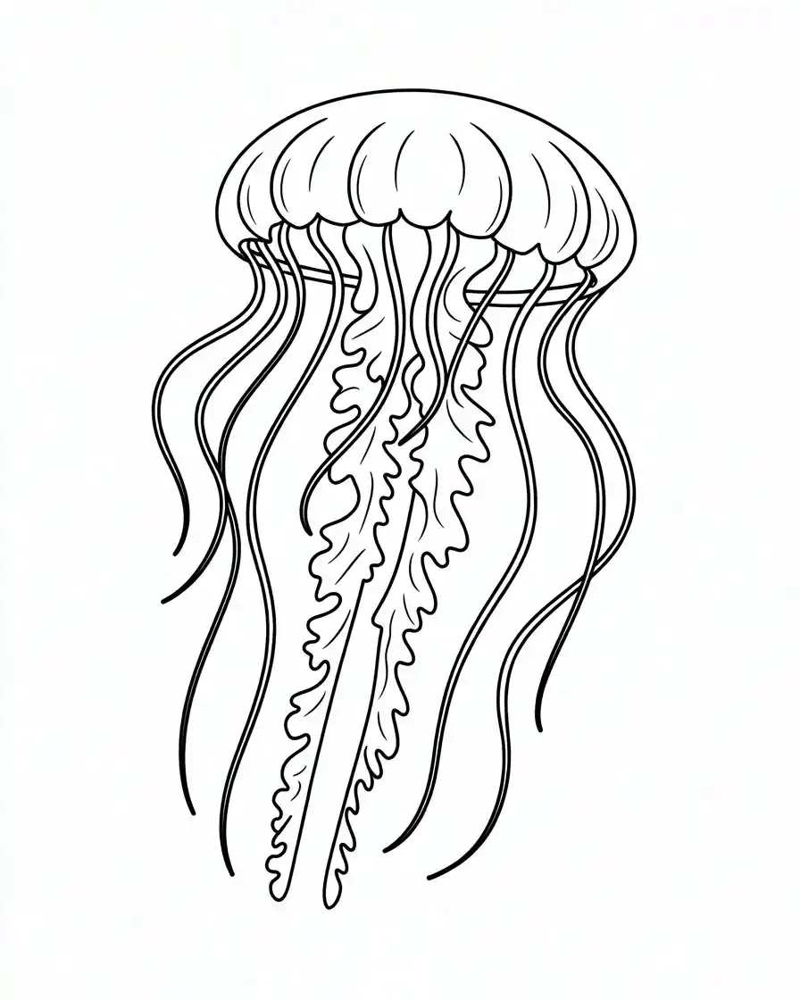 detailed lions mane jellyfish coloring page 1