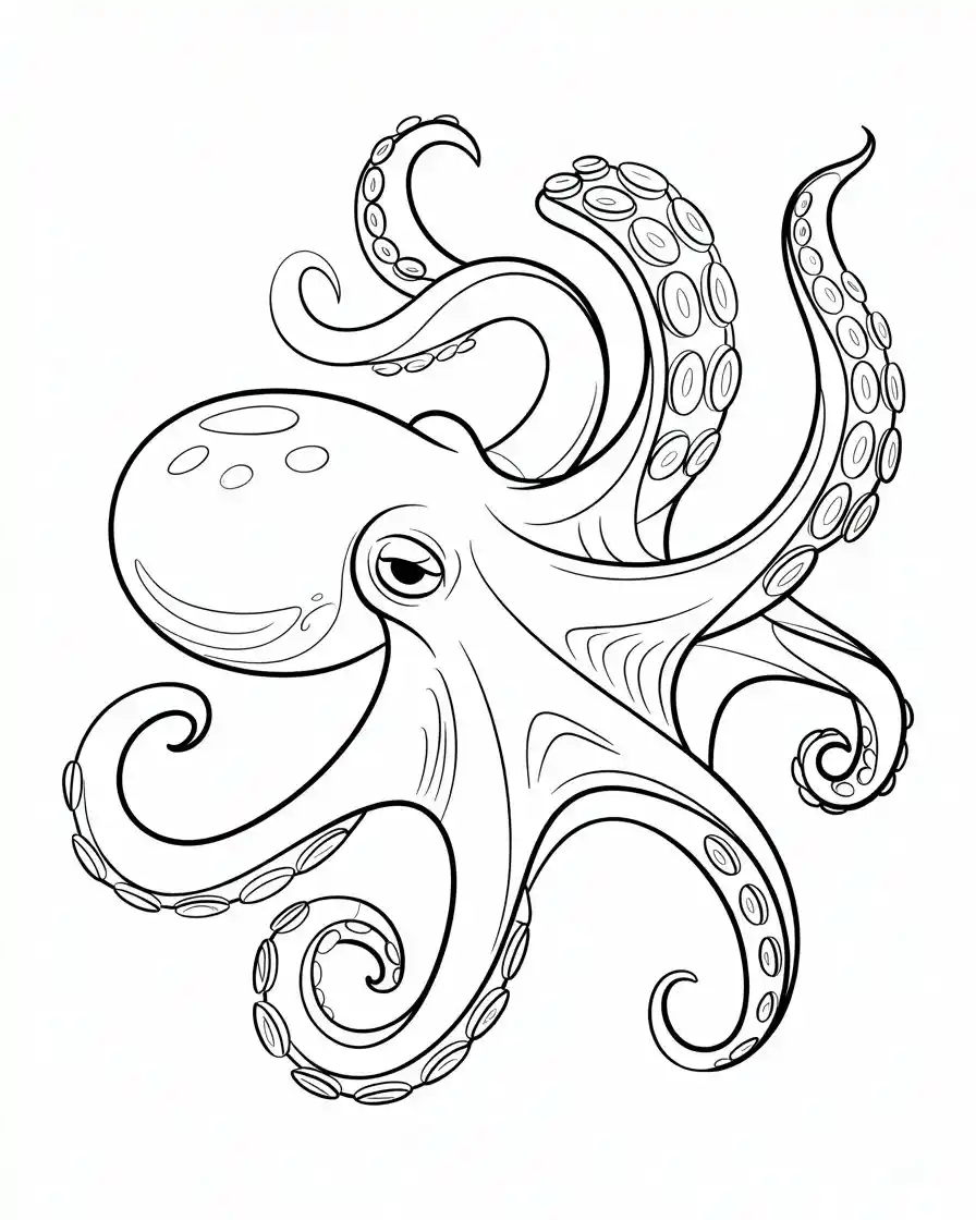 detailed octopus coloring page