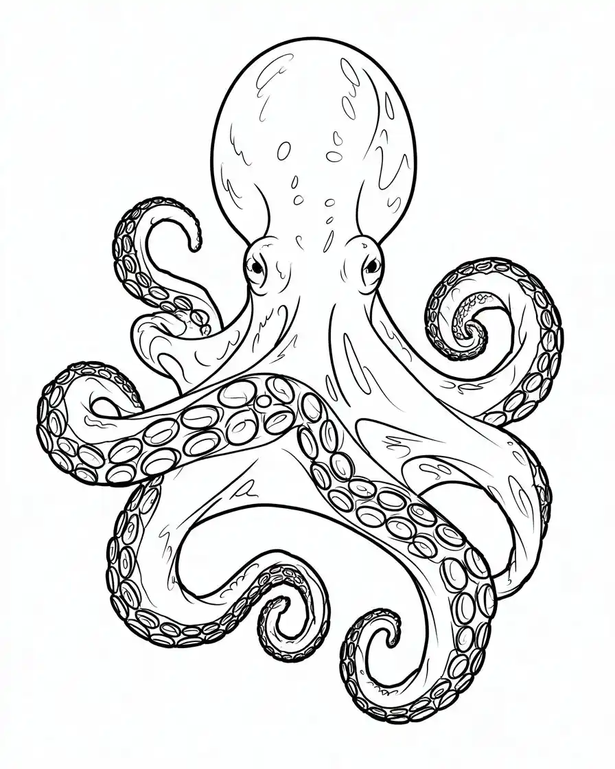 detailed octopus coloring page