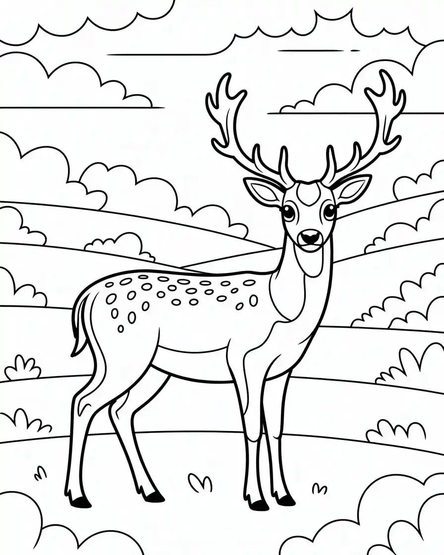 fallow deer coloring sheet for kids 1