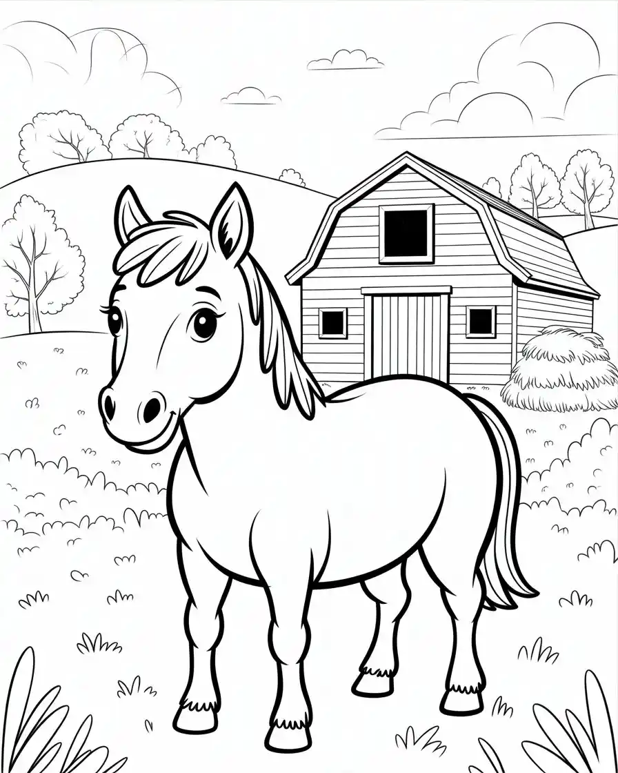 farm horse coloring page 