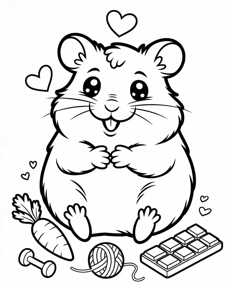 fat hamster coloring page