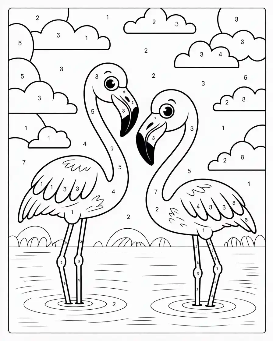 flamingo by waterfall coloring sheets