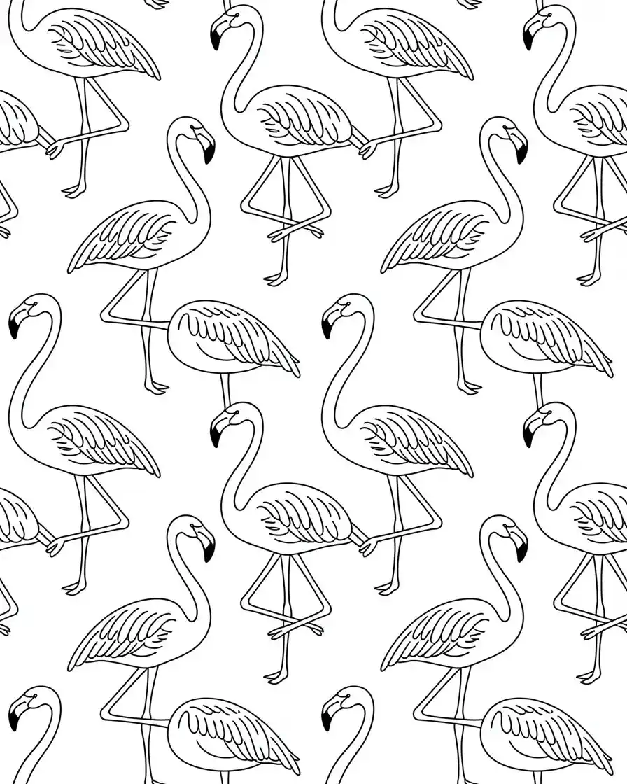 flamingo pattern coloring page