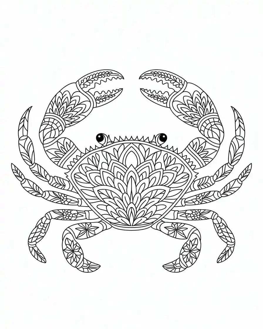 floral crab mandala coloring sheet