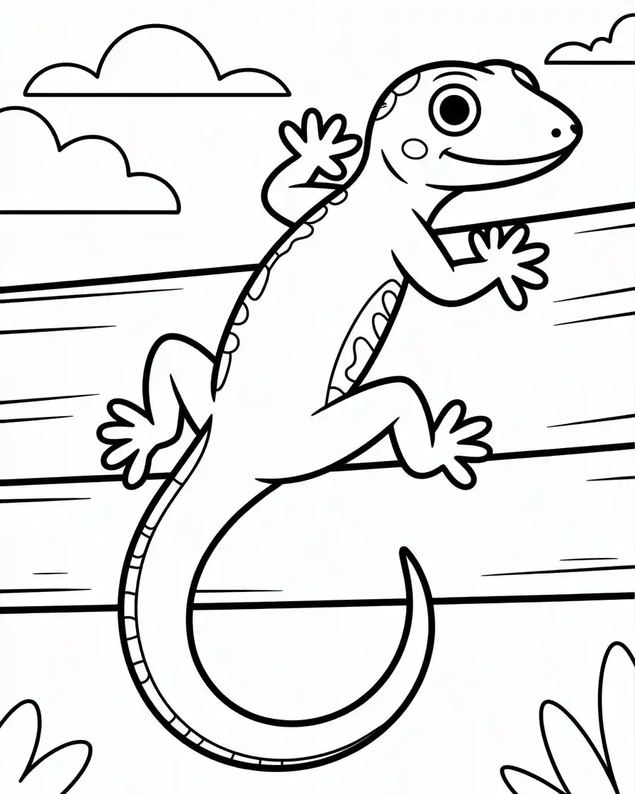gecko lizard coloring page printable for kids and adults