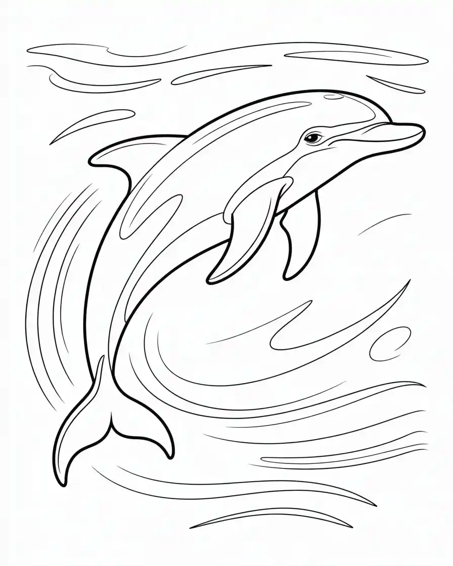 graceful swimming dolphin coloring page