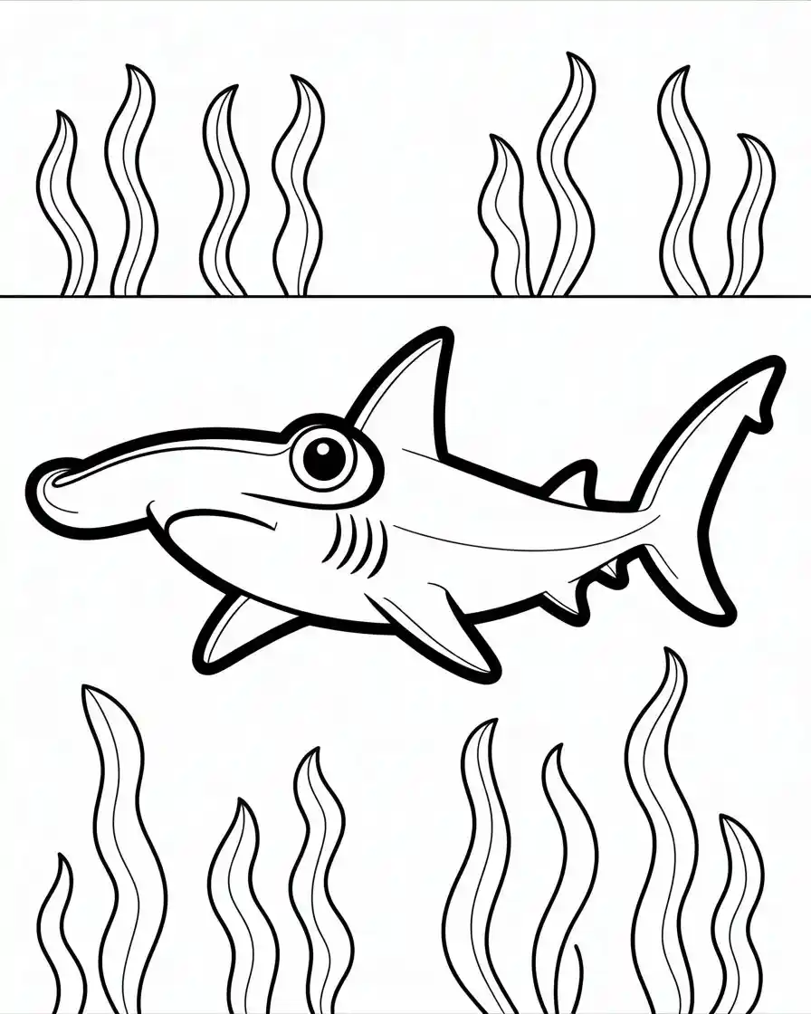 hammerhead shark with seaweed