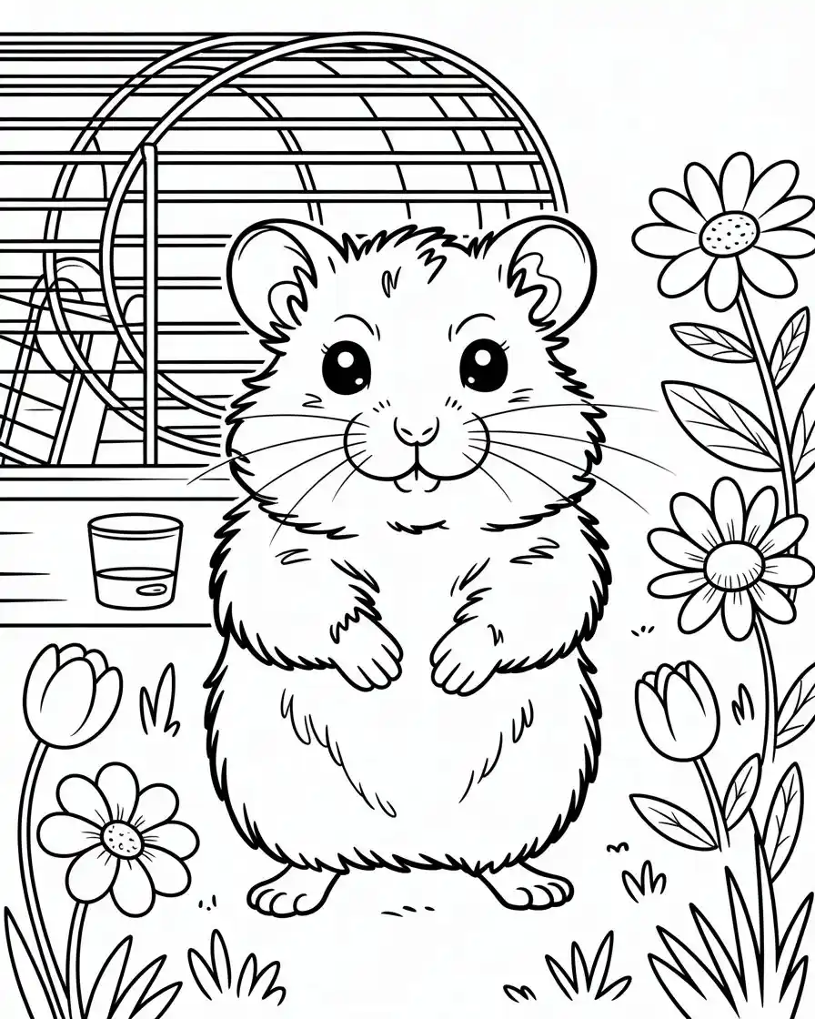 hamster standing up coloring page