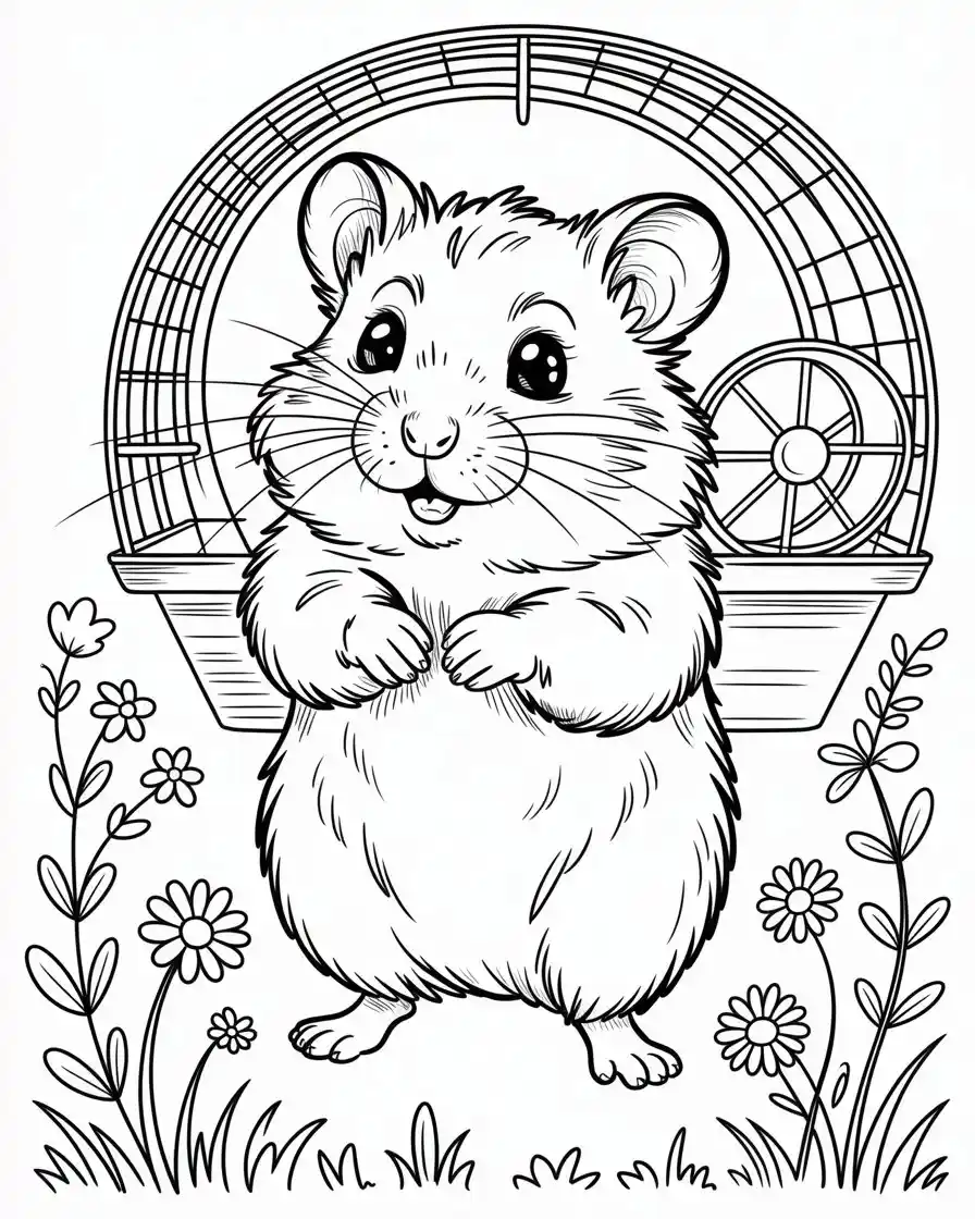 hamster standing up coloring page