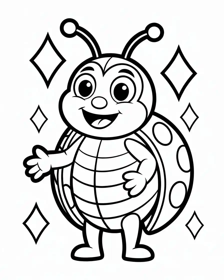 happy ladybug coloring page