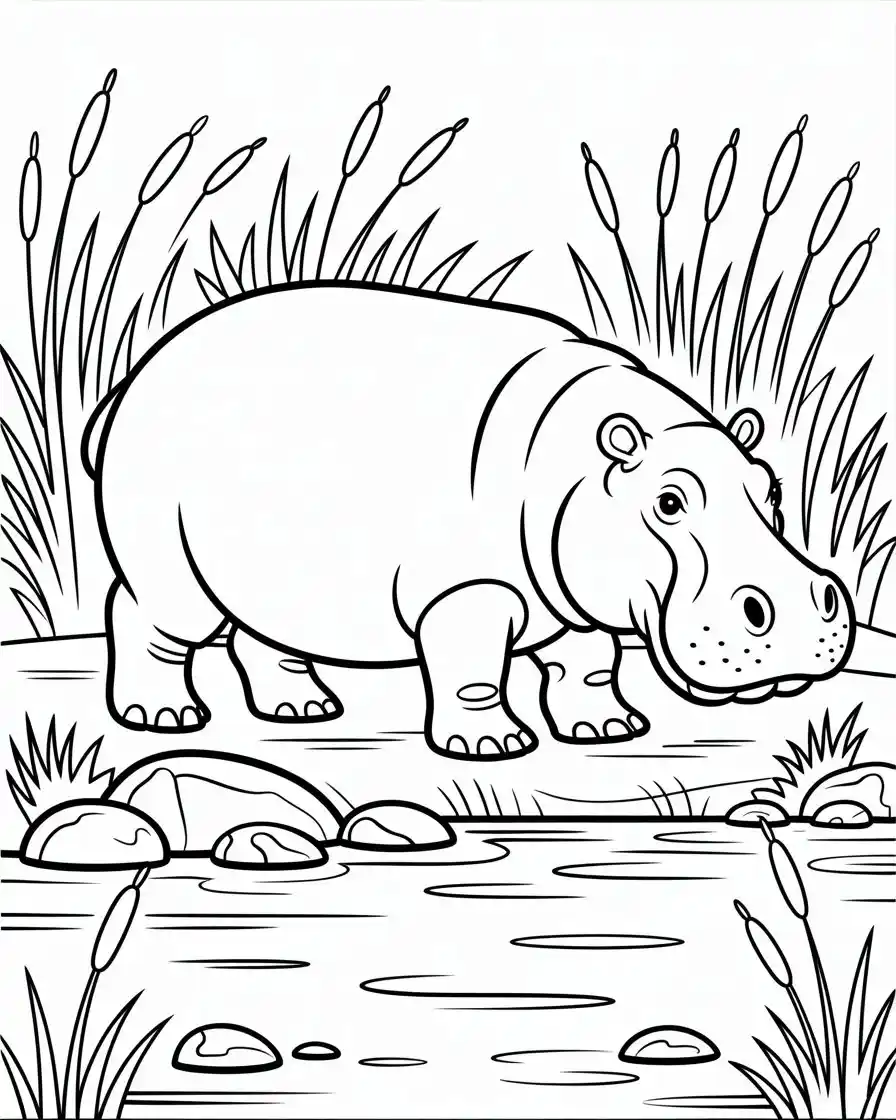 hippopotamus coloring sheet