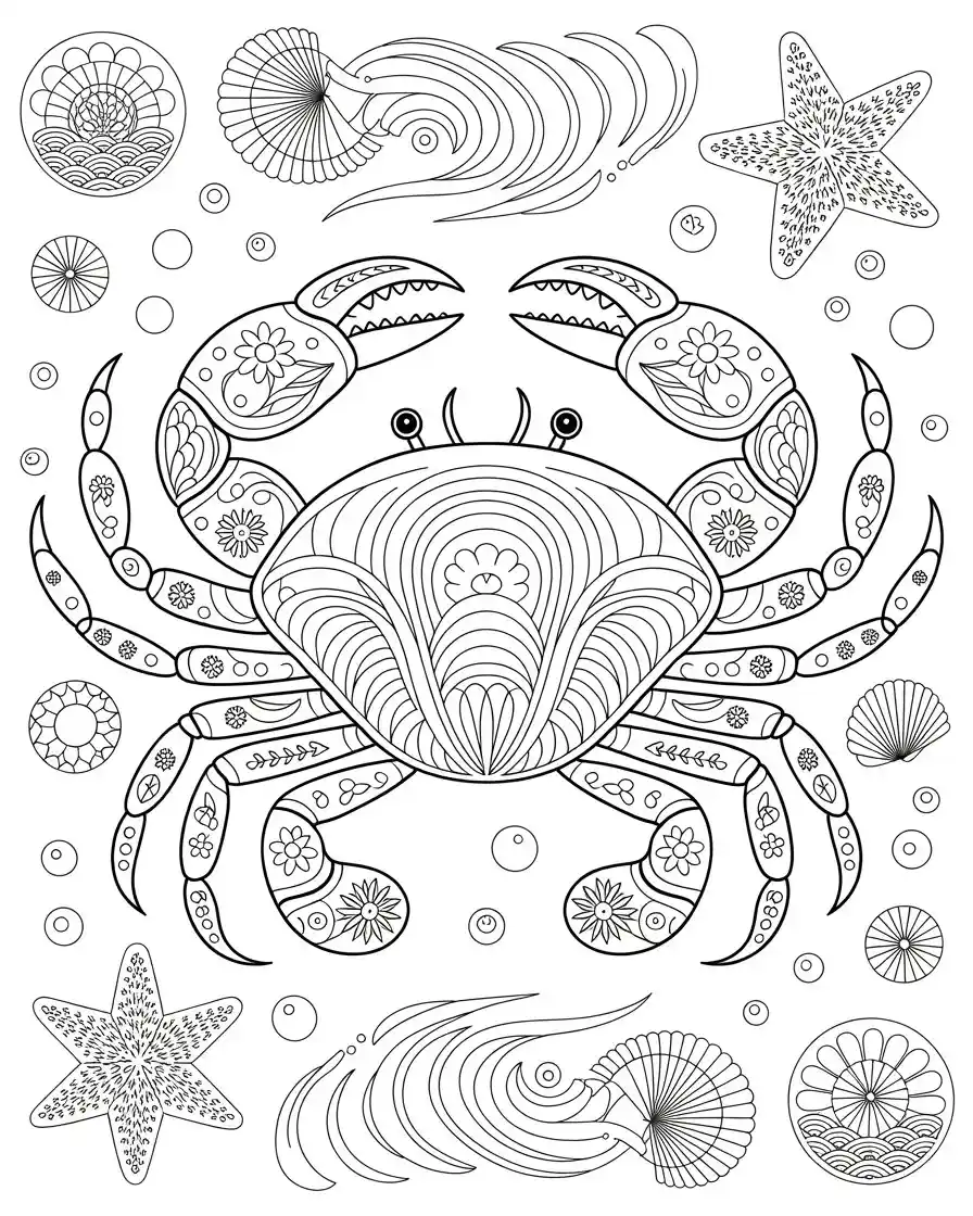 intricate crab coloring pages