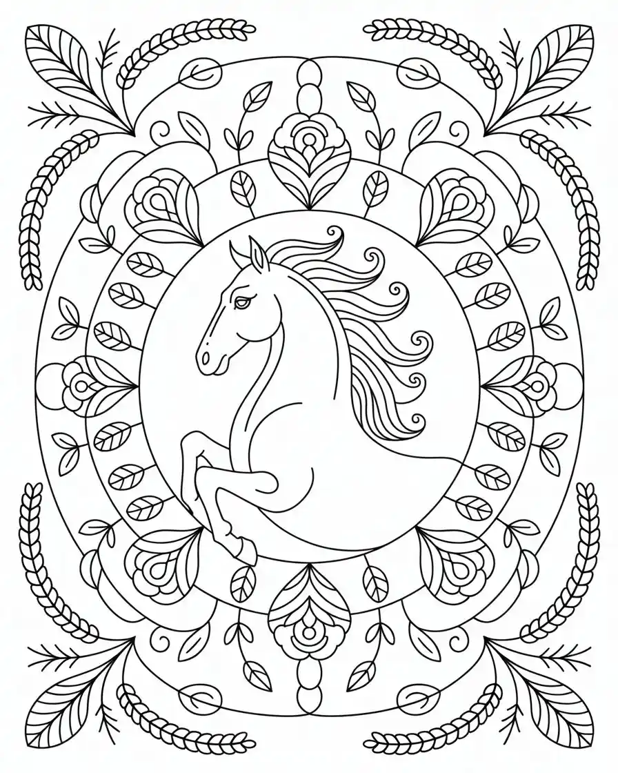 intricate horse coloring page 