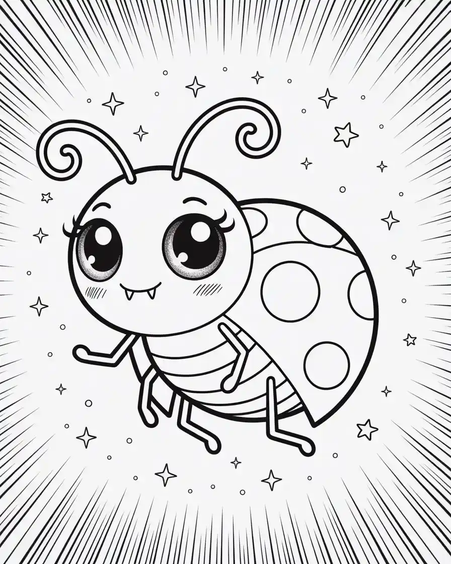 kawaii ladybug coloring page 1