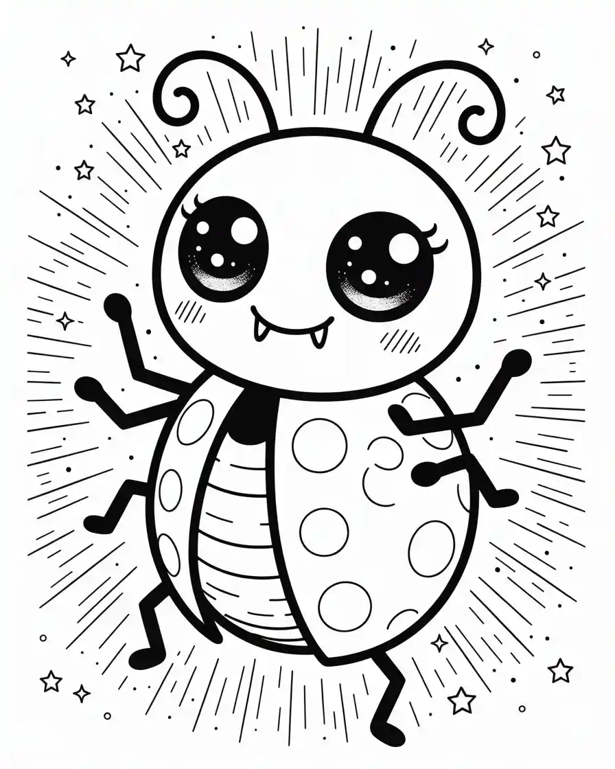 kawaii ladybug coloring page