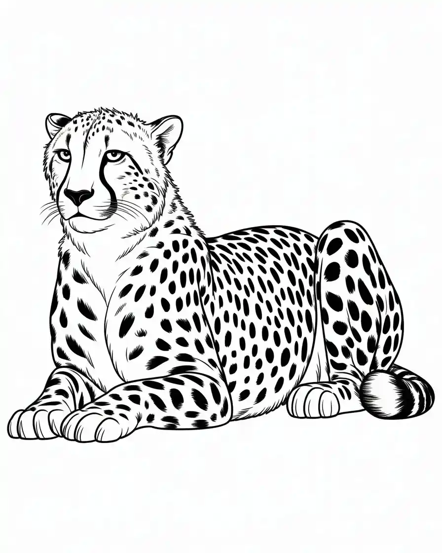 king cheetah resting coloring page