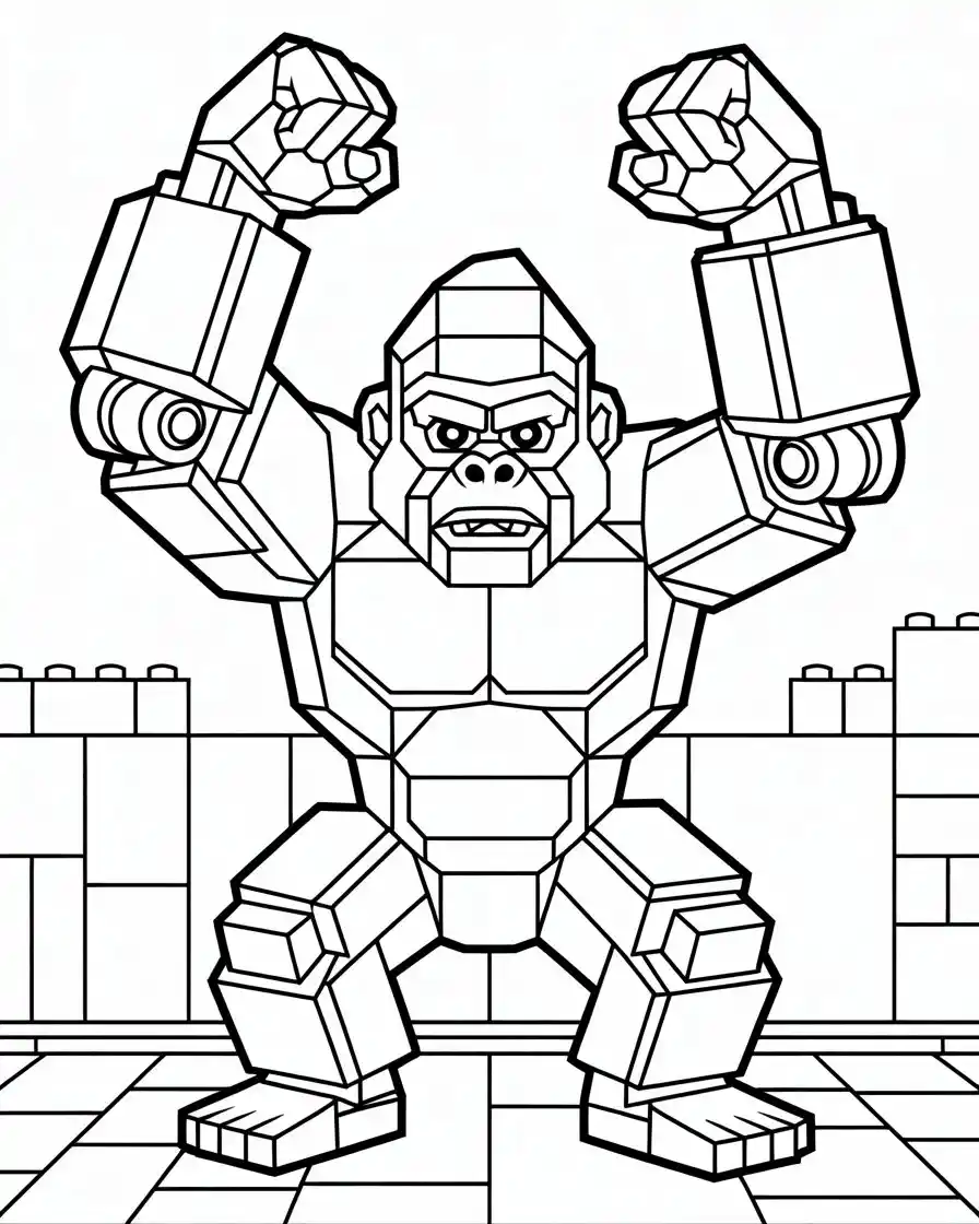 lego gorilla coloring page for kids 1
