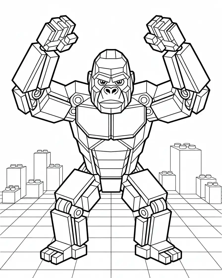 lego gorilla coloring page for kids