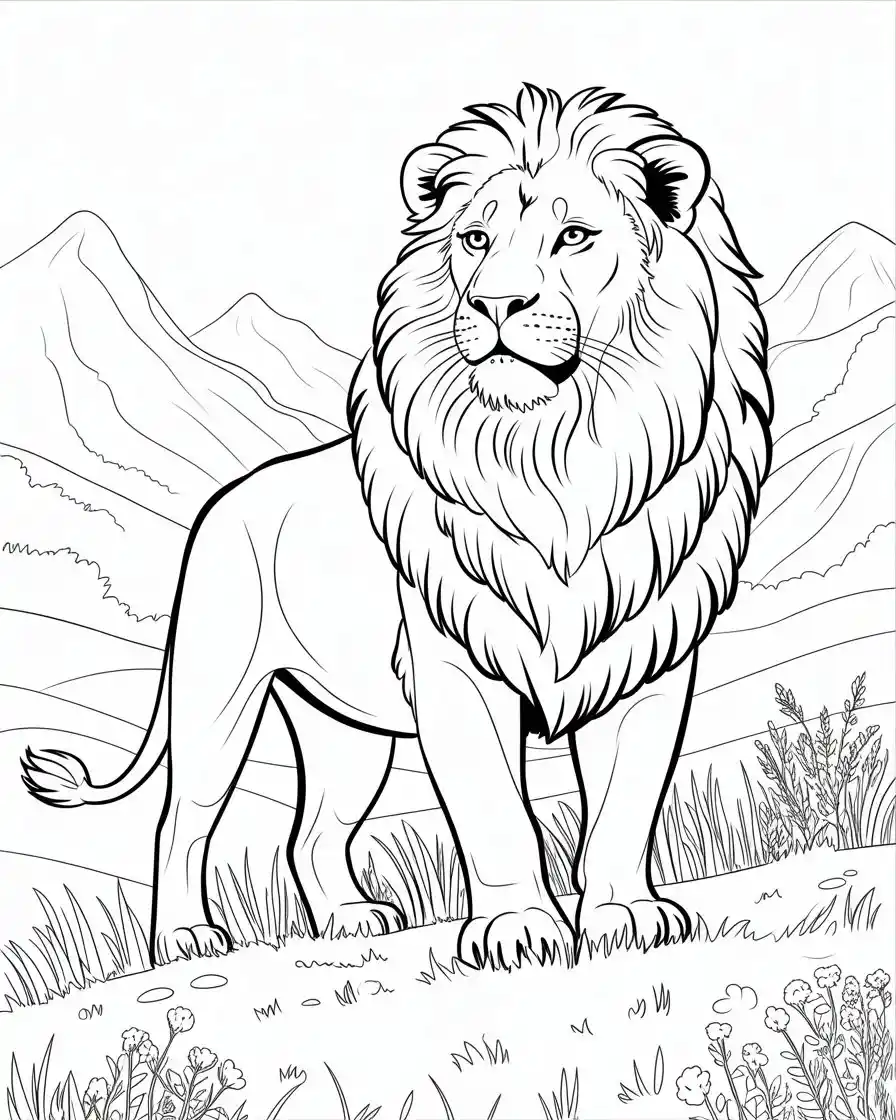 lion in the wild coloring page