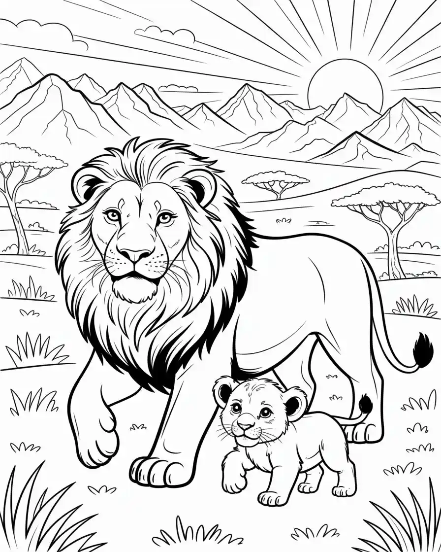 lion king with simba coloring page