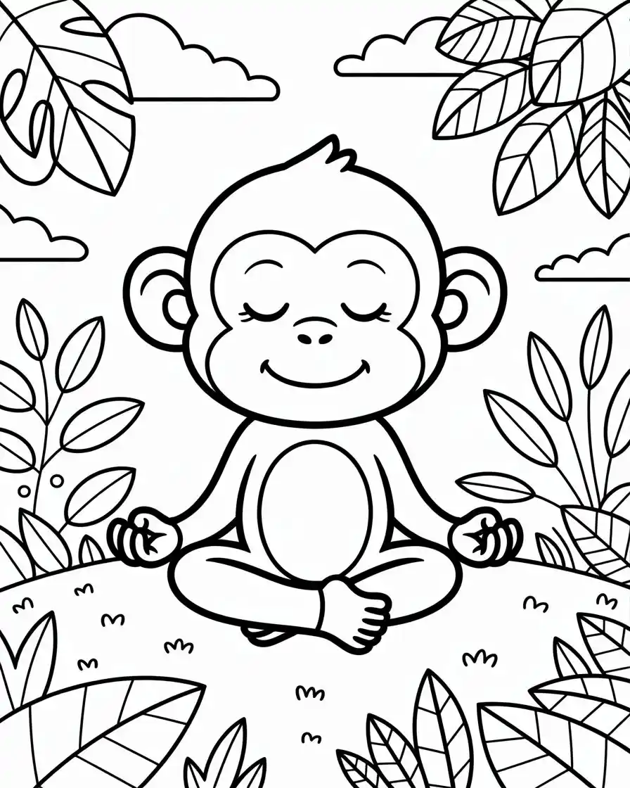 macaque meditation coloring page