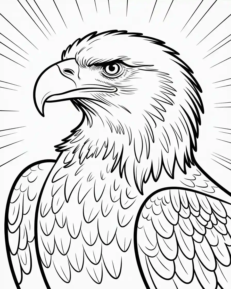 majestic bald eagle portrait coloring page