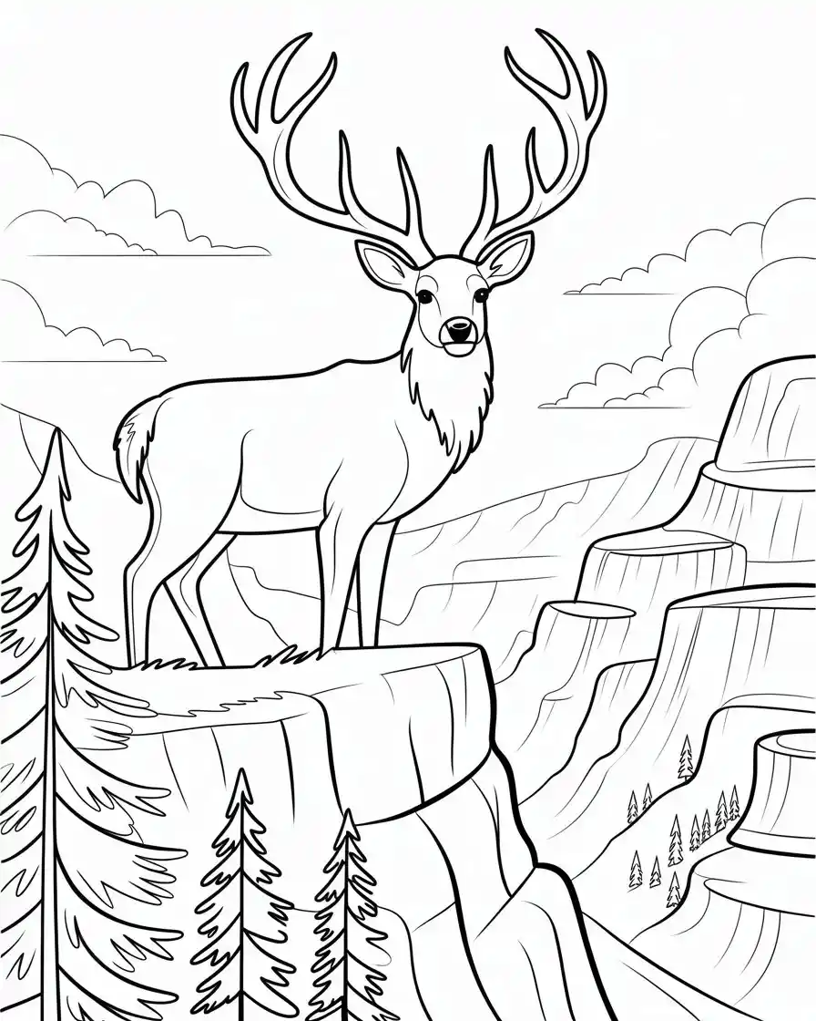 majestic deer on cliff coloring page