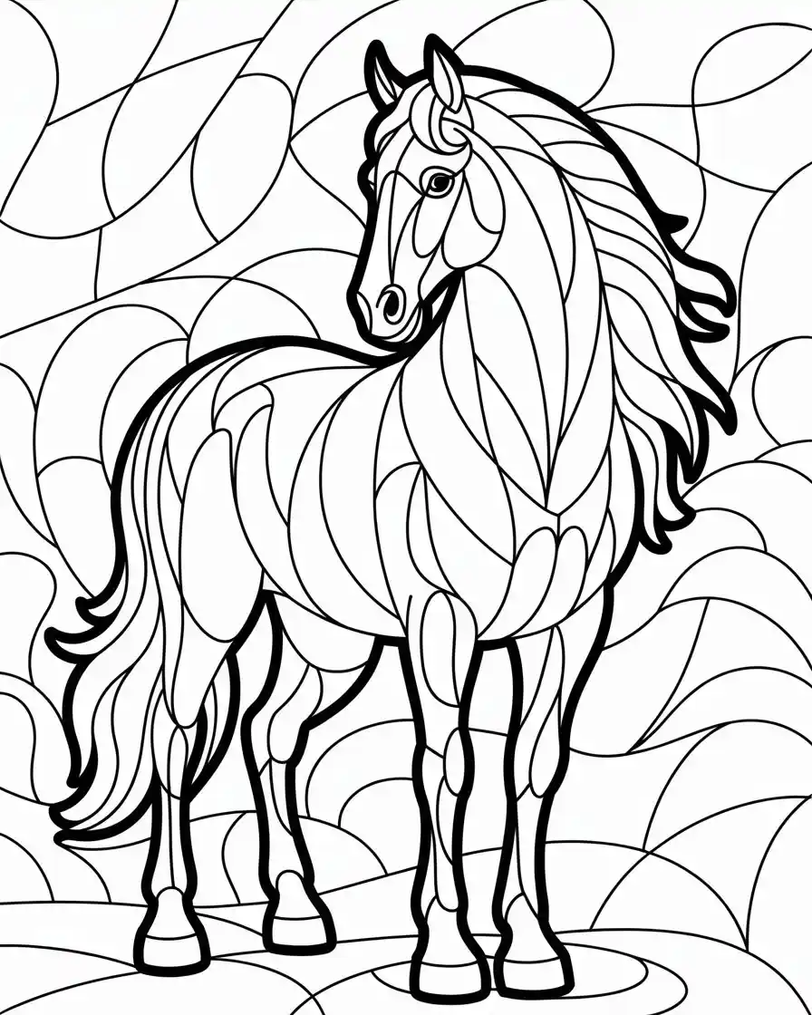 majestic horse stained glass coloring page