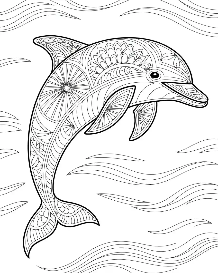 big dolphin swimming coloring sheet
