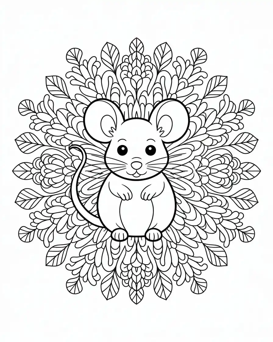 mouse coloring page for kids and adults