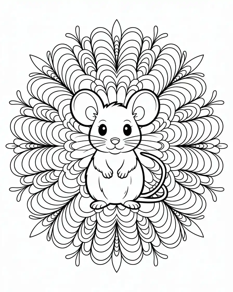 mouse coloring page for kids and adults 1