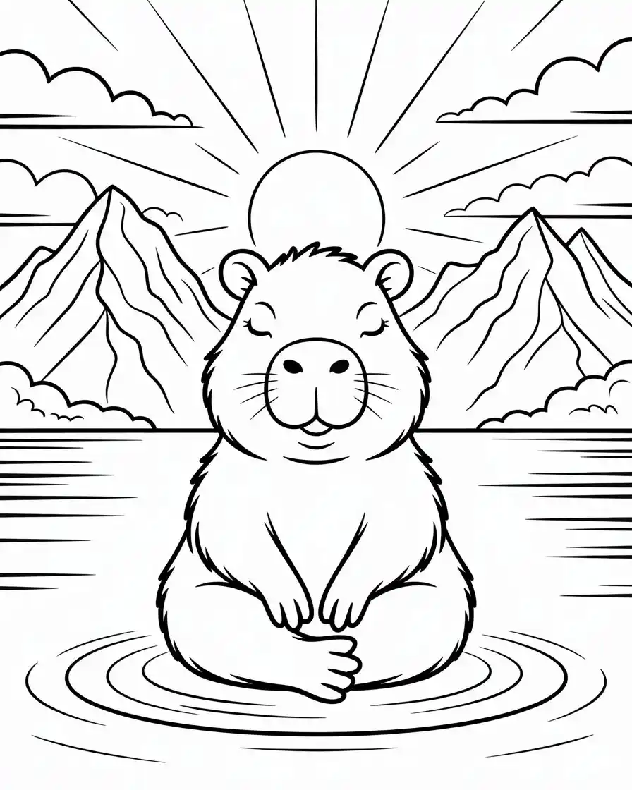 meditating capybara color