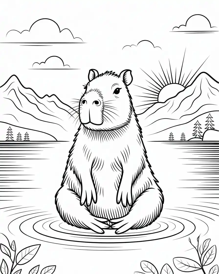 meditating capybara coloring art
