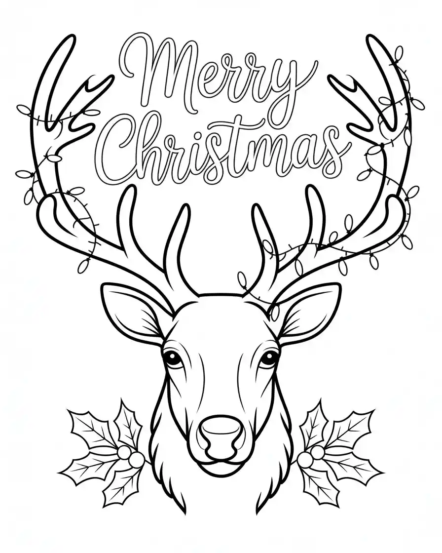 merry christmas reindeer head coloring page