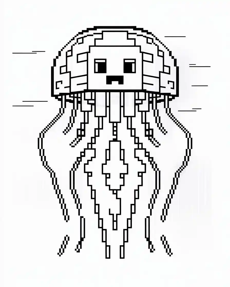 minecraft jellyfish coloring sheet 1