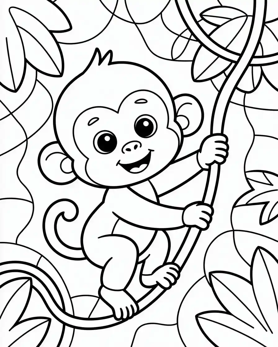 monkey mosaic coloring page 1