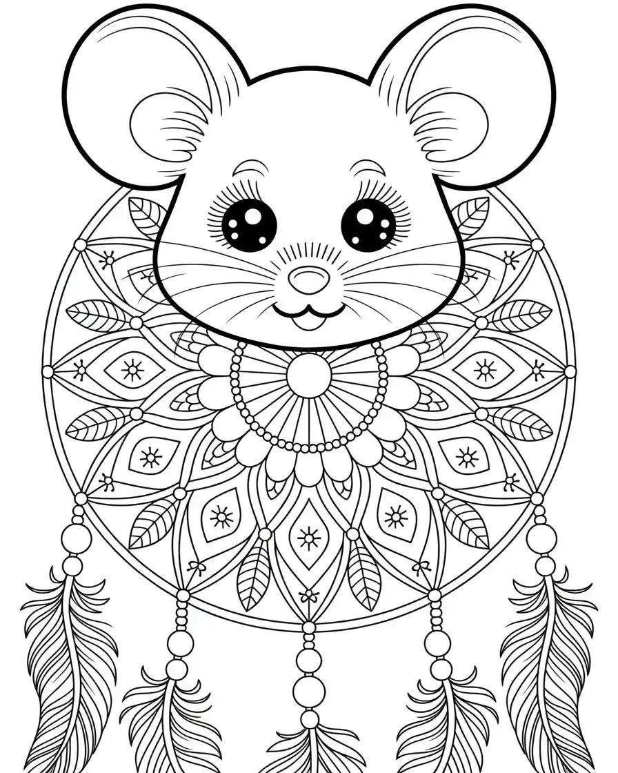 mouse peeking over wall at night coloring page