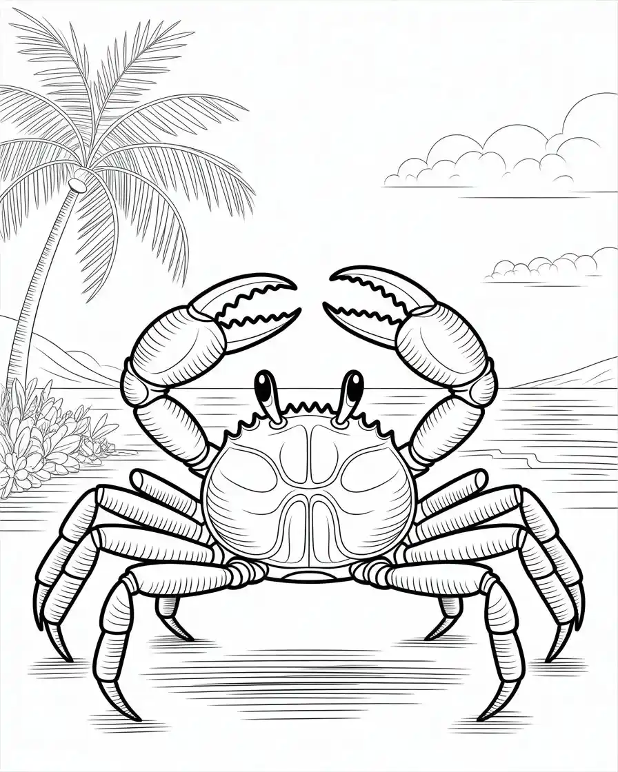 nigerian moon crab at the beach coloring page