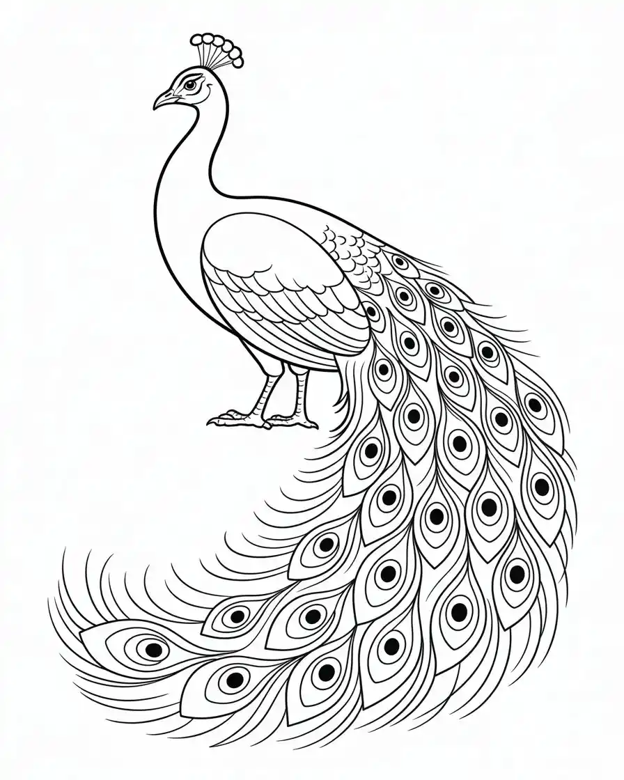 peacock coloring page outline 1