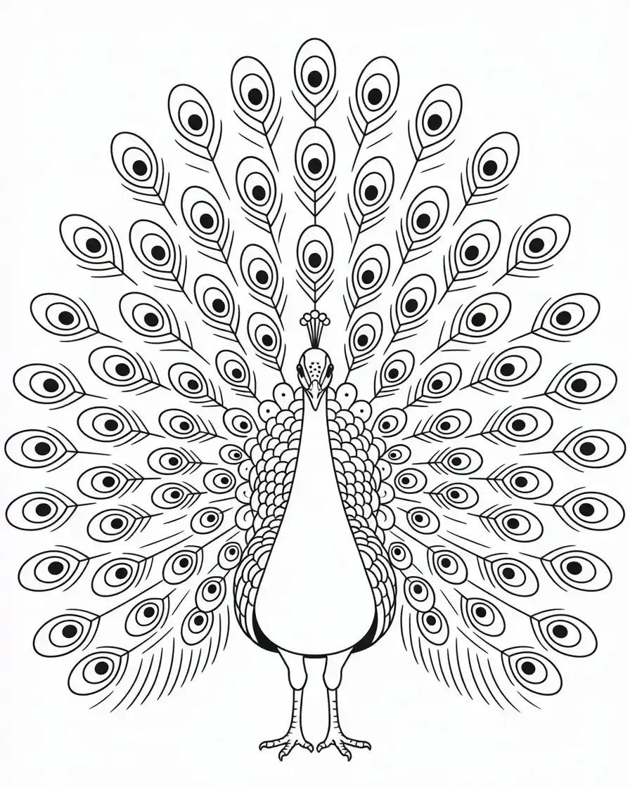 peacock fanned tail coloring page