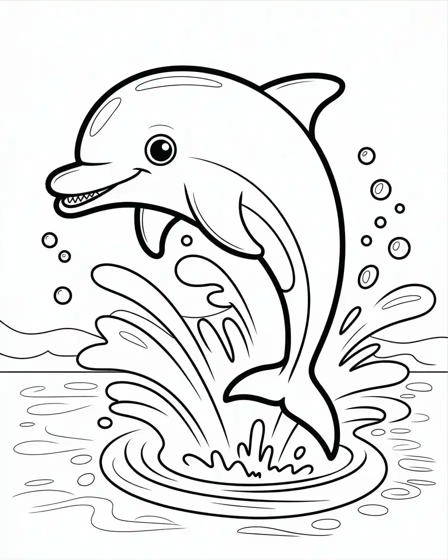 playful dolphin jumping coloring page