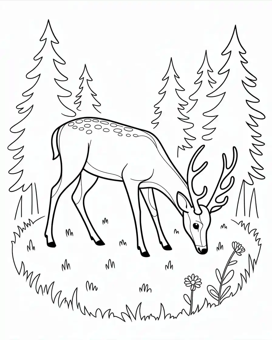realistic deer grazing in forest 1